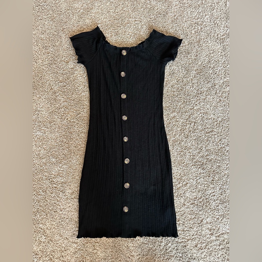 Black Ribbed Dress - Picture 3 of 4